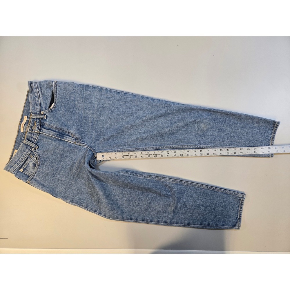 Levis Premium Mom Jeans 27 High Rise Tapered Light Wash Blue Denim Big E - Picture 11 of 11
